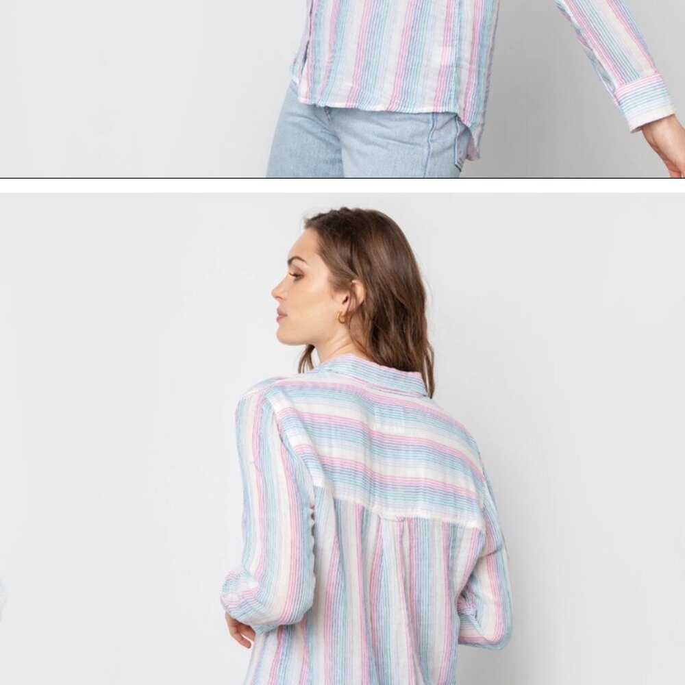 Rails Ellis Iris Mult-Color Rainbow Striped Shirt - image 2